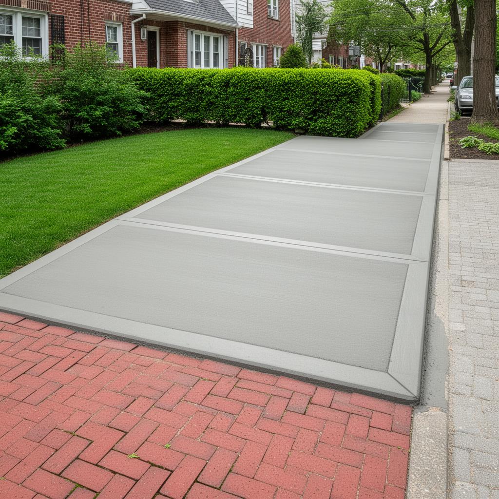Poured concrete driveway