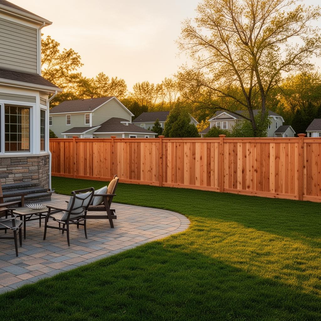 Cedar privacy fence — paver patio
